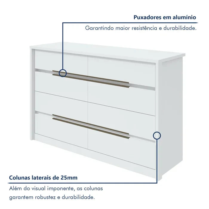 Cômoda Urban 8 Gavetas Espresso Móveis Branco